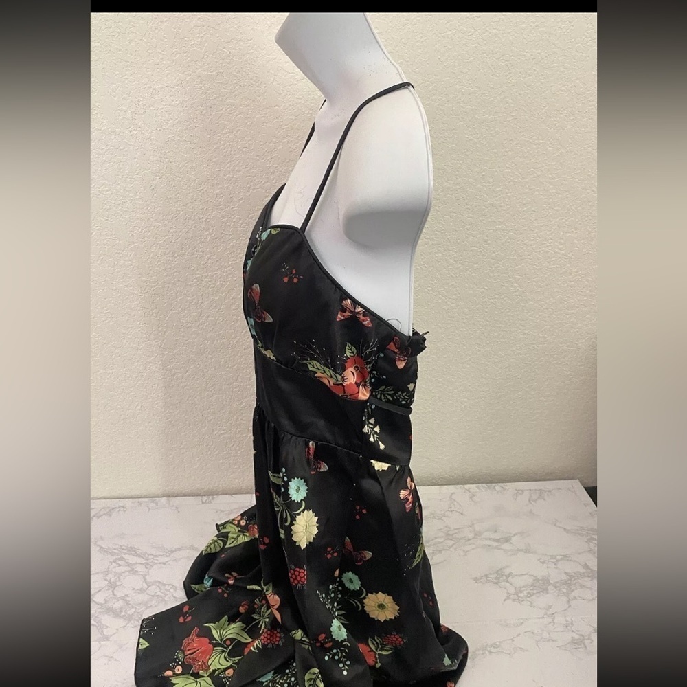 My Michelle Floral Strappy Sun Slip Dress Black Juniors 5/6 Floral Goth Emo​​​​​ - Picture 7 of 13
